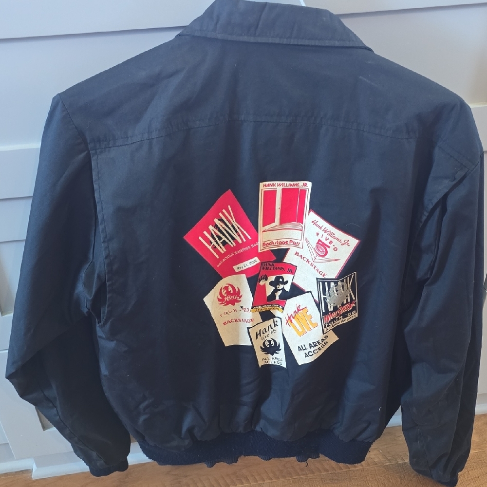 Vintage Hank Williams Jr Black Tour Jacket 1990's. Large